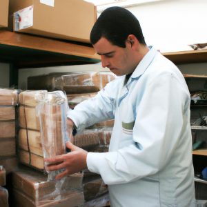 Person inspecting packaging materials