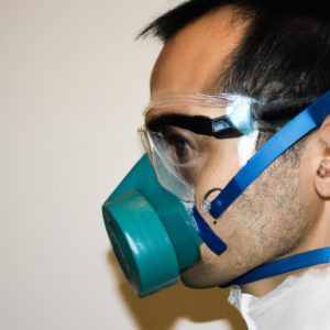 Person wearing respiratory protection equipment